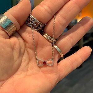 MOISSANITE 0.64 CTW Red & White Infinity Necklace, NWT